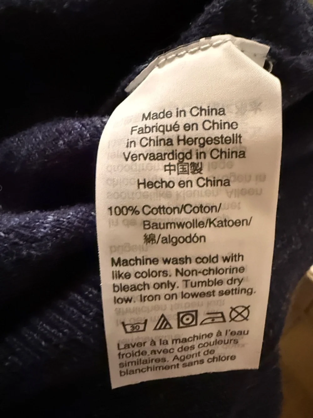 J. Crew 100% Cotton Dark Blue Crewneck Raglan  Long-Sleeve Pullover size M